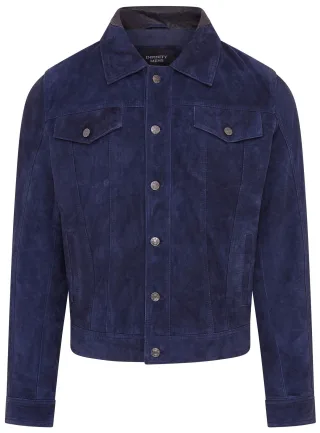 Marineblaue Jeansjacke aus Ziegenwildleder für Herren - Nurmes