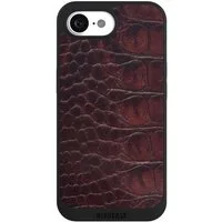 NIVOCASE Handyhülle Krokodil Leder Animalprint Croco dark brown, Apple iPhone 16e Handyhülle Hülle NIVOpure Case Schwarz