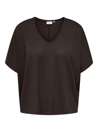 ONLY CARMAKOMA - CARTAMMI 3/4 V-NECK BATWING BLOUSE JRS Black Coffee - Gr. - 44