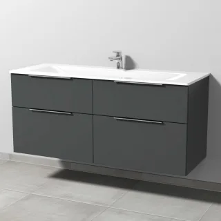 Sanipa 3way Glas-Set Glas-Waschtisch und Unterbau mit 4 Auszügen, Anthrazit-Matt UM20722