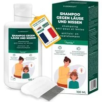 Silberkraft Kopfhaut-Pflegeshampoo Kopfläuse-Shampoo - Läuseshampoo für Kinder & Erwachsene, Geruchsneutral, Ohne Parabene, Parfüm- und Duftstoffe, Die hochwirksame 2-Phasen-Lösung gegen Kopfläuse, inkl. Nissenkamm - Nur 15 Min Einwirkzeit - für Kind
