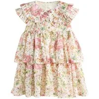 Next Volantkleid Ärmelloses gestuftes Kleid mit Spitzenkragen (1-tlg)