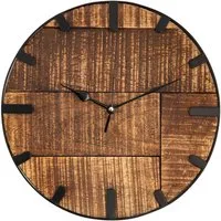 Amagohome Wanduhr Runde Wanduhr ø 30cm aus recyceltem Mangoholz Metall lautlos ohne Tick (lautlos)