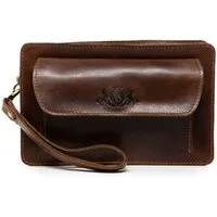 SID & VAIN Umhängetasche echt Leder Herrentasche groß braun CORNWALL, Henkeltasche echt Leder Herren, Handtaschenhalter braun-cognac