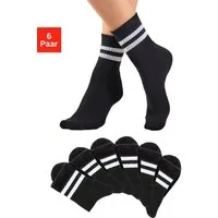 H.I.S Sportsocken Damen Herren Kinder Tennissocken, Fitnesssocken (Packung, 6-Paar, Crew Socken) klassische Retro Tennissocken mit Ringel