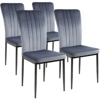 Albatros International Esszimmerstuhl Esszimmer Stühle 4 er Set MODENA, Stuhl Stühle Esszimmerstühle, Küche (4er Set, Grau, Samt Bezug), Küchenstuhl Küchenstühle Essstühle für den Esstisch Ess Stühle