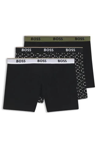BOSS Menswear Black - BoxerBr 3P Power Des Black - Gr. - M