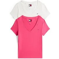 Tommy Jeans T-Shirt TJW 2PACK V-NECK TEE (Packung, 2-tlg., 2-er Pack) mit Logostickerei