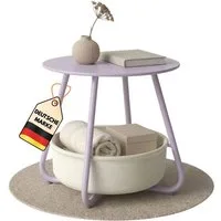 Coemo Wohnzimmertisch KOSI, Lila Metallgestell Couchtisch mit Aufbewahrungskorb Canvas