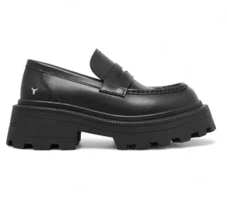 Windsor Smith – Klobige Loafer aus schwarzem Leder – True