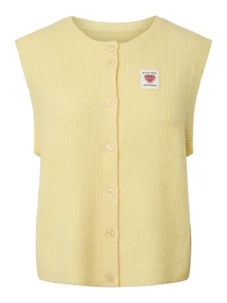 PIECES - PCSILLY SL PATCH KNIT VEST BC Pale Banana - Gr. - XL