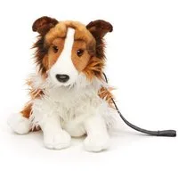 Uni-Toys Kuscheltier Langhaarcollie m. Leine - versch. Farben - 27 cm - Plüsch-Hund, Collie, zu 100 % recyceltes Füllmaterial