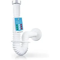 Bächlein Siphon Flexibler Ablaufschlauch Badezimmer, ausziehbar von 320-800mm mit Befestigungsclip