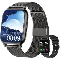 Zevelora Damen's und Herren's Telefonfunktion IP67 Wasserdicht Fitness-Tracker Smartwatch (4,69 cm/1,85 Zoll, Android/iOS), mit austauschbarem weichem Silikonarmband, mit Puls-Schlaf-Monitor Schrittzähler 110+ Sportmodi