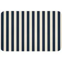 OnlyWow Badematte Vertikale Streifen - Blau - Creme, Höhe 10 mm, Polyester, Rechteckig, Badezimmerteppich, Badteppich, Rutschfest, Badvorleger, Waschbar