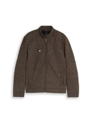 Tom Tailor - Jacke in Veloursleder-Optik braun - Gr. - M