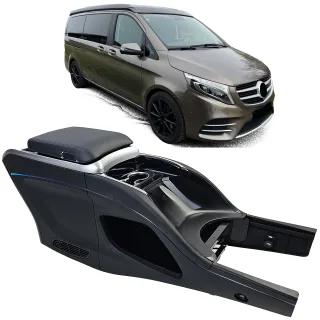 Premium Mittelkonsole Armlehne Ablagen Staufach Kühlschrank Schwarz für Mercedes V-Klasse W447 14-23