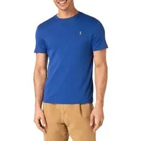 Polo Ralph Lauren T-Shirt Herren Kurzarm Royalblau Custom Slim Fit mit Gestickte Polo abgestepptem Abschluss mit feiner Rippblende