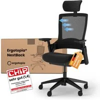 Ergotopia Bürostuhl ergonomischer Schreibtischstuhl NextBack, Drehstuhl mit 3D Armlehnen & verstellbarer Kopfstütze