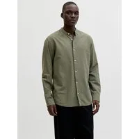 Jack & Jones Langarmhemd JJEBREEZE LINEN BLEND BAND SHIRT L/S SN mit Stehkragen
