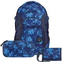 coocazoo Schulranzen Schulrucksack-Set JOKER Tropical Night Geldbörse (3-tlg)