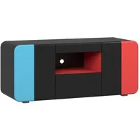 trendteam Lowboard LevelUp, Gaming Tv Schrank Softclose Rot Blau Schwarz LED-Spot 115 x 49 x 42 cm