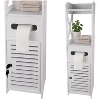Ruhhy Badkommode Freistehender Badezimmerschrank mit Toilettenpapierhalter (Freistehender Badezimmerschrank mit Toilettenpapierhalter und Schloss, 1x Badezimmerschrank mit Schlüssel und Montagematerial), Abschließbar, Toilettenpapierhalter, platzspar