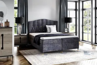 Boxspringbett Schlafzimmerbett SELIM 160x200cm in Stoff Touch Me Saphir
