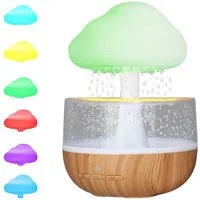 MOPUEA Luftbefeuchter Luftbefeuchter Regenwolke Nachtlicht 7 Farbe Aromatherapie Öl Diffusor, Regengeräusch LED Nachtlicht kabellos BPA frei