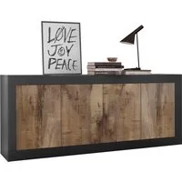 Home affaire Sideboard Basic Breite 207 cm, Kommode 4 Türen, Anrichte, Metallgriff, moderne Rahmenoptik, viel Stauraum, Farbauswahl