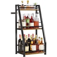 Yorbay Weinregal Stehend, Weinständer aus Holz &Metal 40x30x80cm, Gewürzregal für Küche, Wohnzimmer, Kaffee - Bar