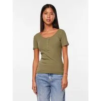 pieces Kurzarmshirt PCKITTE SS TOP NOOS BC Baumwollmischung, slim fit