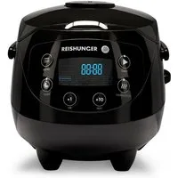 Reishunger Reiskocher - Digitaler Mini Reiskocher, 350 W, Dämpfeinsatz, Messbecher, Reislöffel, Timer- und Warmhaltefunktion