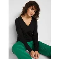 bonprix Langarmshirt schmal geschnittene Passform, V-Ausschnitt
