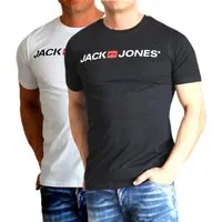 Jack & Jones T-Shirt Bequemes Logo-Shirt mit Printdruck (2er-Pack)