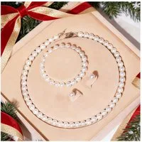ibettertec Perlenketten-Set 4/5mm, 7/8mm, 9/10mm, Perlenketten-Set Sterling Silber Perlenkette (halskette silber 925, Choker Perle Halskette Set für Frauen Mädchen Dekorationen), Halskette, Armband, Ohrringe
