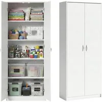Home Collective Mehrzweckschrank Kleiderschrank Regal 74cm breit 180cm hoch Aktenschrank mit vier Einlegeböden, Haushaltsschrank in weiß