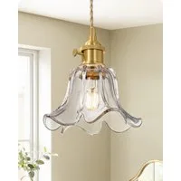 EDISHINE Pendelleuchte mit Glas Lampenschirm für Esstisch, LED wechselbar, warmweiß, 1,5 m höhenverstellbar, Hängellampe für Kücheninsel/Flur, Klar