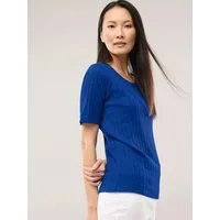 Walbusch T-Shirt Damen Baumwollshirt Rippenstruktur Rundhals Kurzarm Halbarm, pflegeleicht