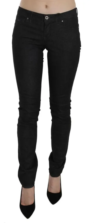 Costume National Jean skinny noir à taille basse pour femme, décontracté, en jean