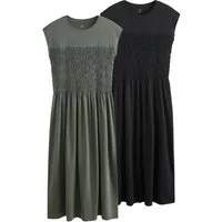 The Set Jerseykleid The Set 2er-Pack Geraffte Jersey-Maxikleider (2-tlg)