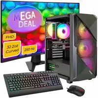 GAMEMAX MegaDeal Striker 2740 AMD Ryzen 7 5700X 16GB 480GB SSD RTX 5060 Gaming-PC-Komplettsystem (32", AMD Ryzen 7 5700X, RTX 5060, 16 GB RAM, 480 GB SSD, Windows 11 + MSI MAG 32C6X Gaming Monitor, Curved 80cm (32)
