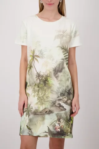 monari - Kleid mit tropischen Print olive gemustert - Gr. - 36