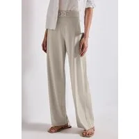 STREET ONE Stoffhose Sommerhose mit schimmerndem Schnallendetail und weitem Bein