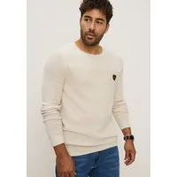 Bruno Banani Rundhalspullover aus Feinstrick, mit Badge und Markenlabel, schmale Passform