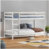 IDIMEX Etagenbett FELIX, Hochbett für 2 Kinder 90x200cm, Kiderbett mit Leiter Massivholz weiß