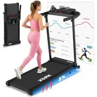 kehot Laufband Laufband klappbar mit 8% Steigung – bis 12 km/h Fitnessgerät (2,5 PS Motor und 38 × 100 cm Lauffläche für Walking & Jogging, Bis 136 kg belastbar mit Dämpfung für komfortables Heimtraining), 12 Programme, LED-Display und FITSHOW App fü