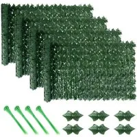 BlingBin Kunsthecken-Sichtschutz Balkonsichtschutz künstliche Sichtschutzhecke mit Grünen Blättern, (4er Set, 4-St., 4 Stück – je 300 x 100 cm), künstliche grüne Hecke mit dichtem Blattwerk, flexibel zuschneidbar