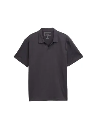 Denim Tom Tailor - Relaxed Fit Jersey Poloshirt aus Baumwolle coal grey - Gr. - M