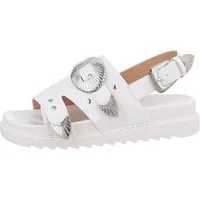 Ital-Design Damen Freizeit Riemchensandalette (85960148) Keilabsatz/Wedge Keilsandaletten in Weiß